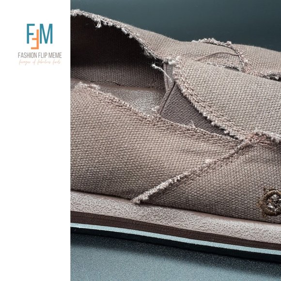 Unisex Unique Raw Edge Canvas Slip-On Boat Shoes - Picture 4 of 7